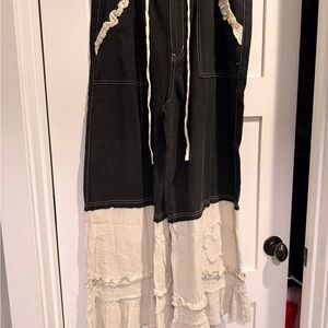 POL flower patch, wide leg, twill with double gauze pants